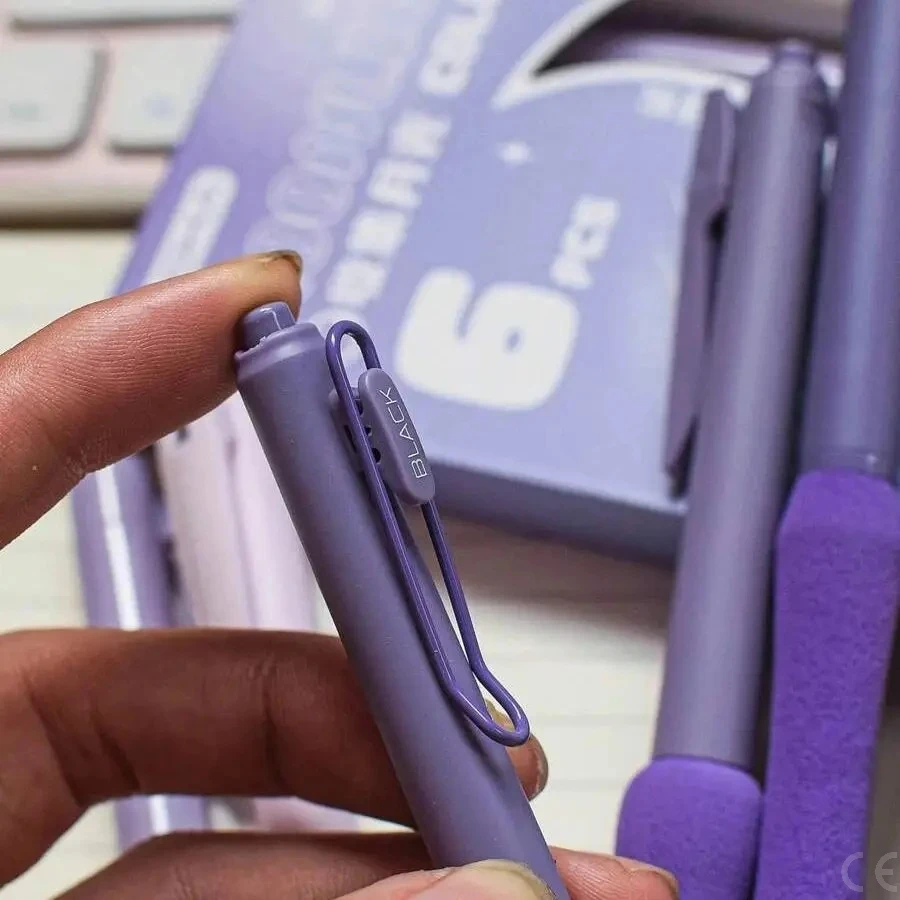 

6pcs/set 0.5mm Retractable Gel Pen, Kawaii Stationary, Cute Pens, Black Gel Pens, Aesthetic Pens, School Supplies