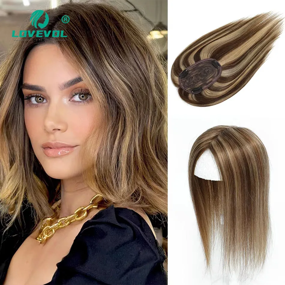 10-18 Inches Hair Topper with Clips 100% Remy Human Hair Toppers For Thin Hair Natural Color Clip In One Piece Hair Extensions