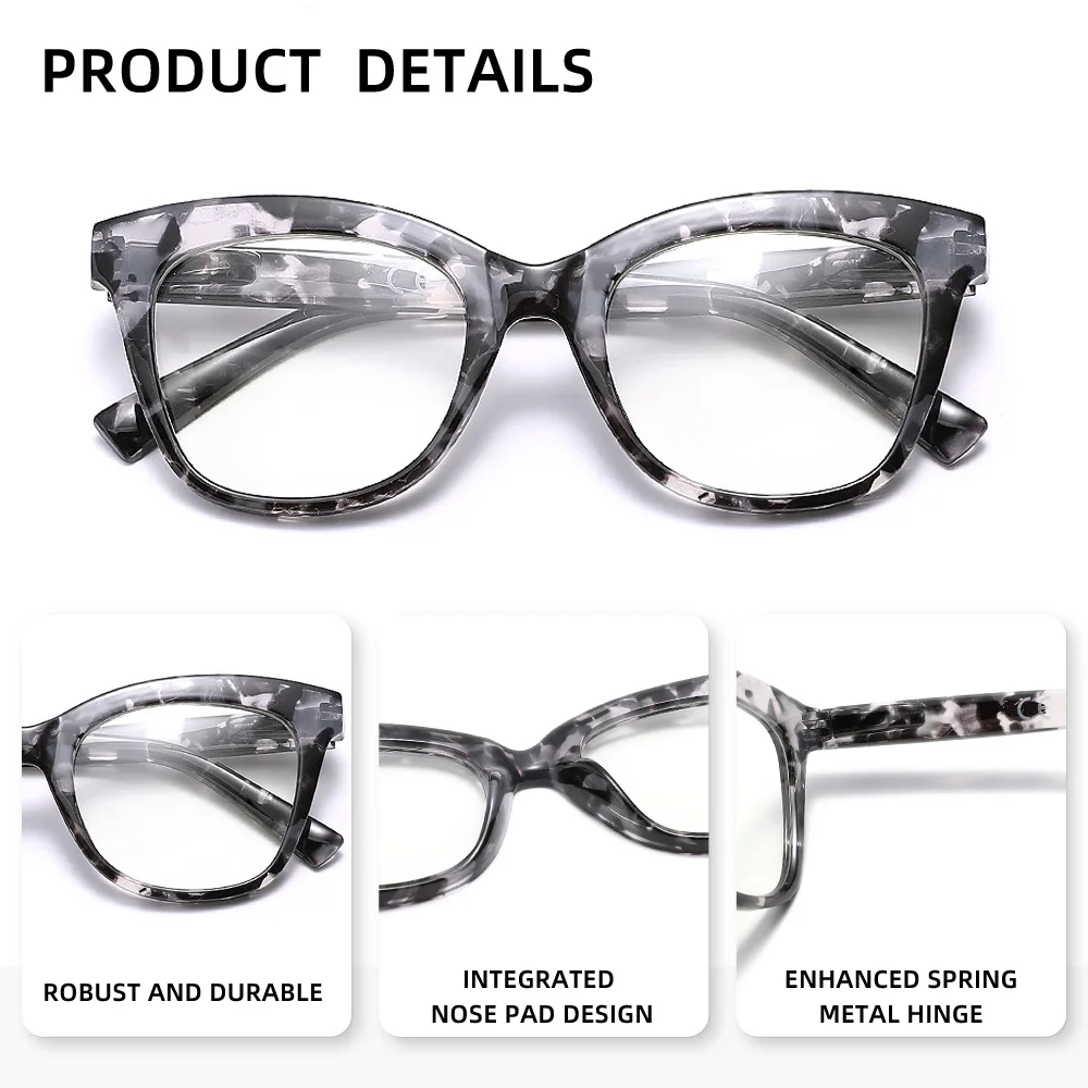 KINGSEVEN Occhiali da lettura retrò Ipermetropia Lenti ottiche Donna Miopia Ipermetropia Cat Eye Occhiali da vista anti-luce blu