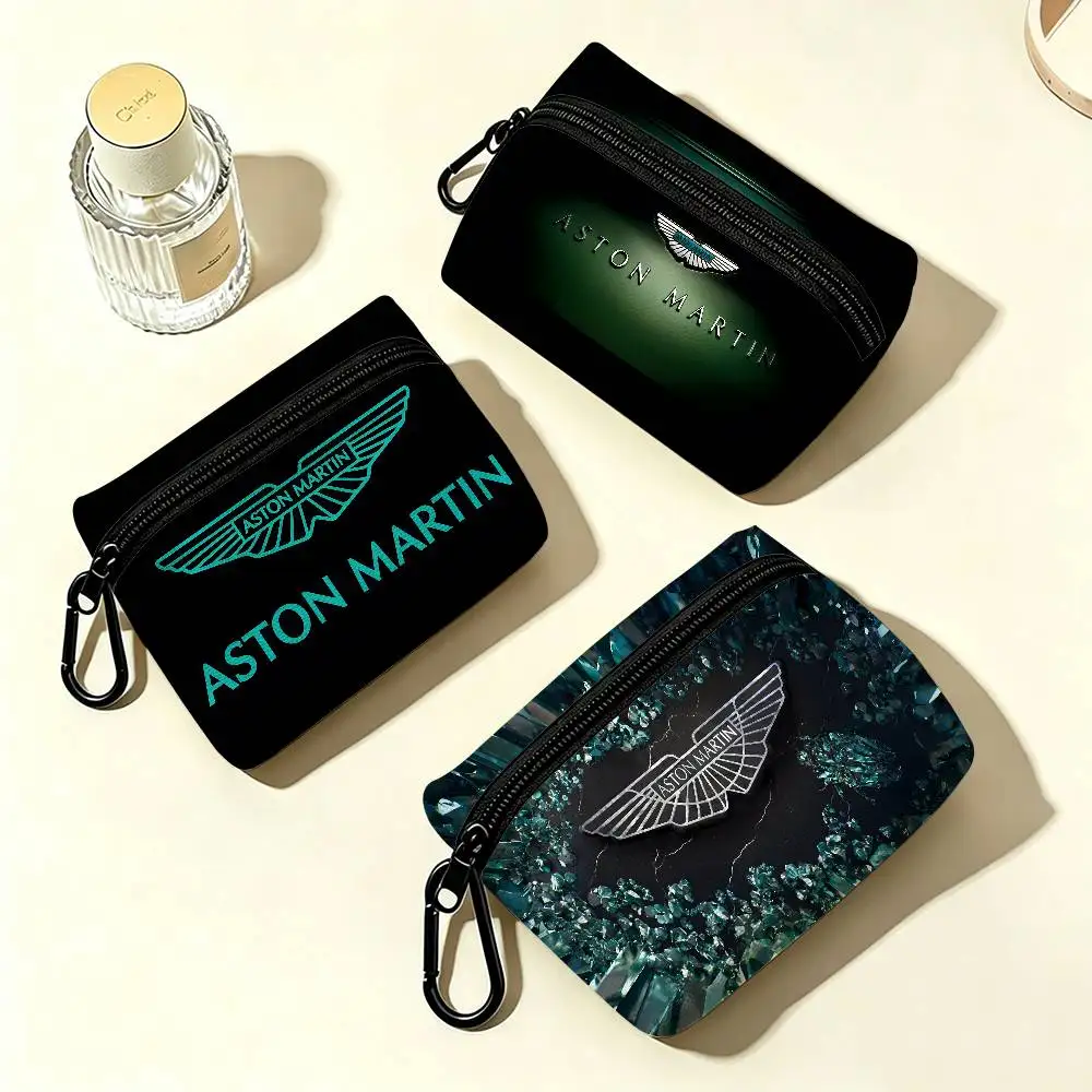 A-ASTON M-MARTINS Portable Oxford Fabric Mini Wallet Carabiner Design Small Coin Bag For Cards Keys Earphones
