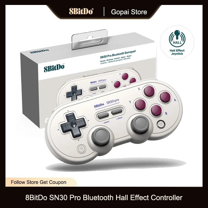 8BitDo SN30 Pro Wireless Bluetooth Gamepad Controller for Windows Android macOS Nintendo Switch Steam with Hall Effect Joystick