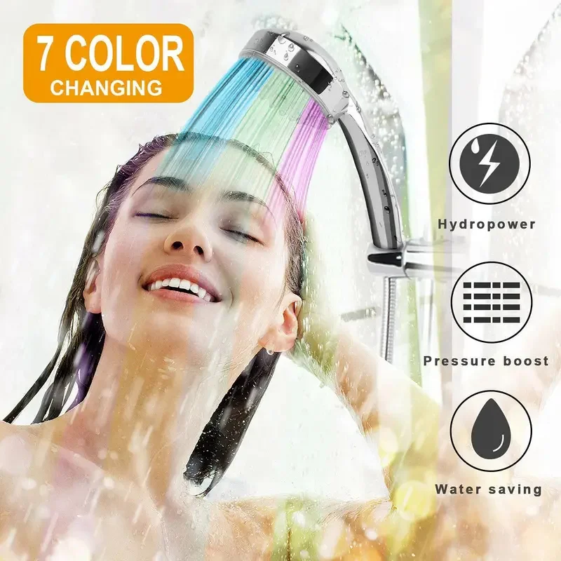 LED Luminous Shower Head Colorful Self-coloring Shower Head Water Conservancy Power Generation Shower Head Bathroom Accessories