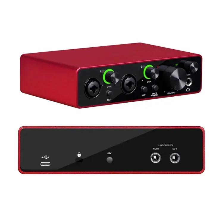 Interface de áudio usb de 2 canais, misturador de microfone de podcast, placa de som profissional