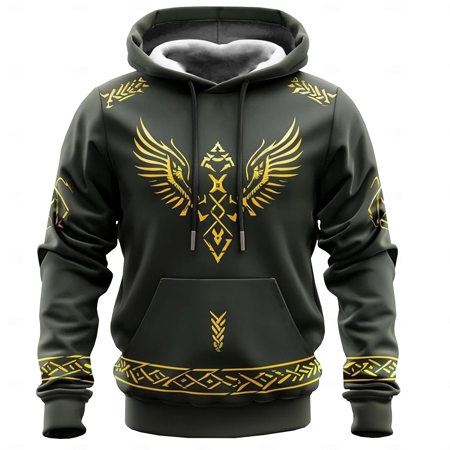 

3D Crow Symbol Print Men's Hoodies Street Hip Hop Harajuku Vintage Clothes Fashion Loose Sweatshirts Autumn Winter Hooded Shirt