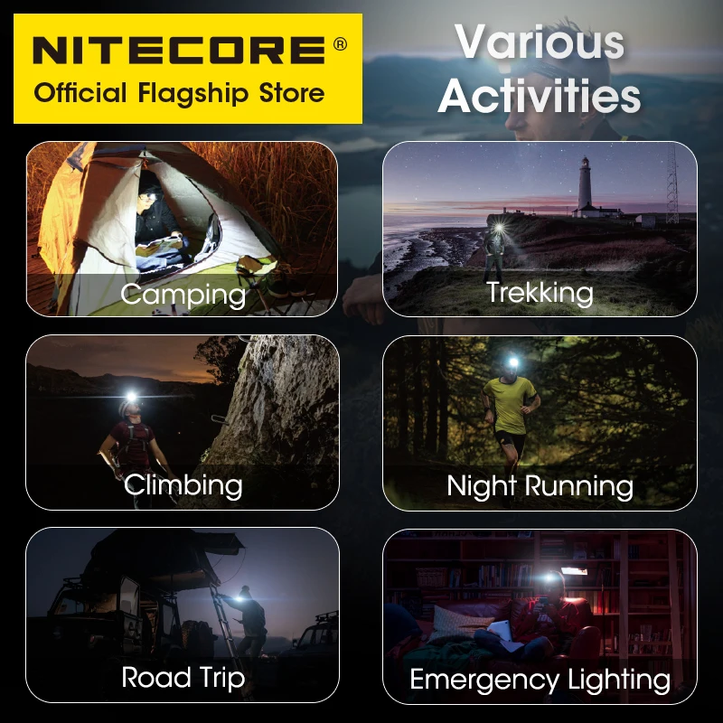 Imagem -06 - Nitecore-farol Dual Power Source Camping Luz de Trabalho Night Trail Running Farol de Pesca Farol 350 Lumens Ha13 Aaa Battery