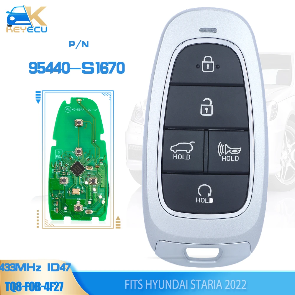 KEYECU 95440-S1670 Smart Keyless Go 5 Button Remote Key 433MHz ID47 Fob for Hyundai Staria 2022