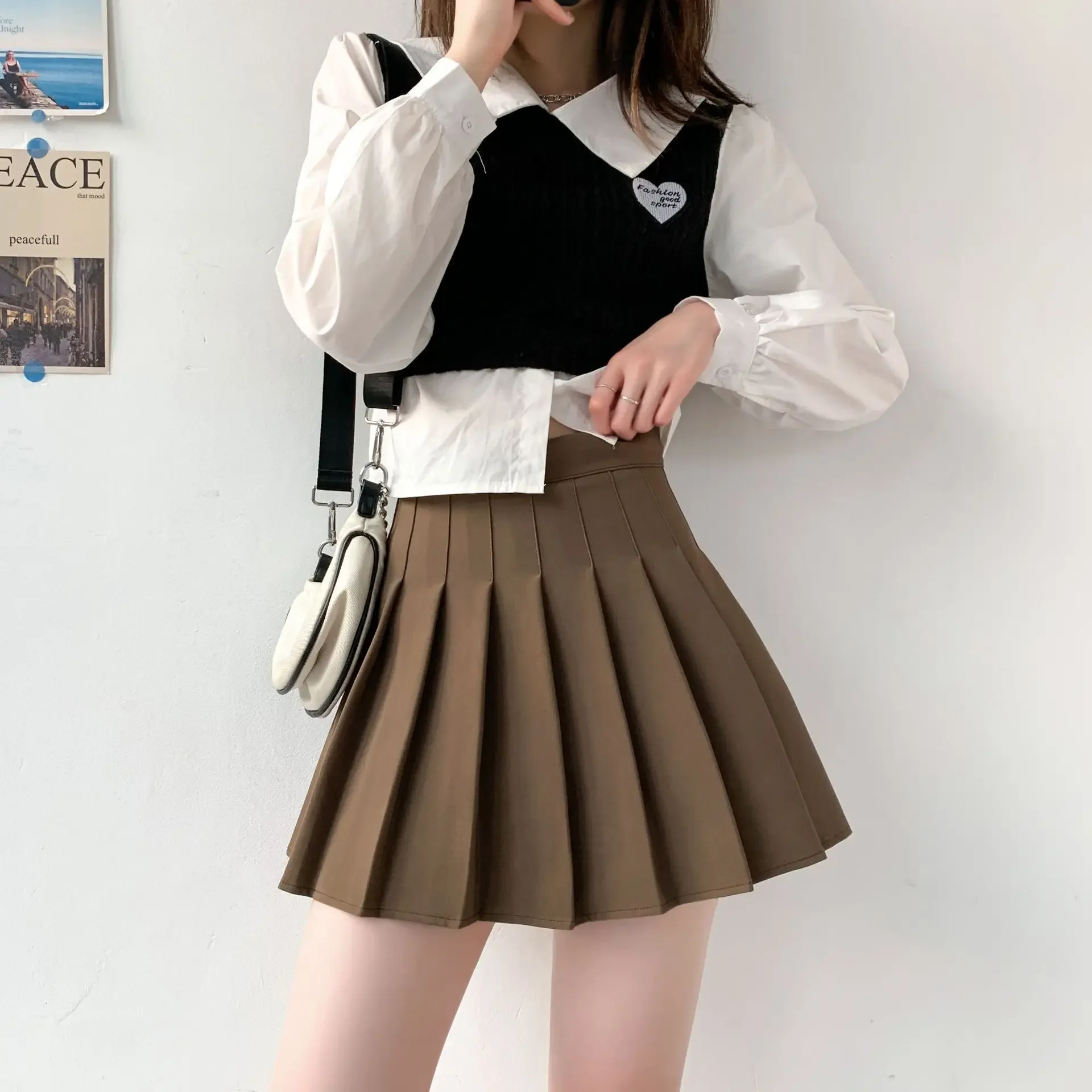 Wool Autumn Winter Skirt For Women High Waist Mini Woolen Skirts Winter School Short Tennis Pleated Skirts With Shorts Women