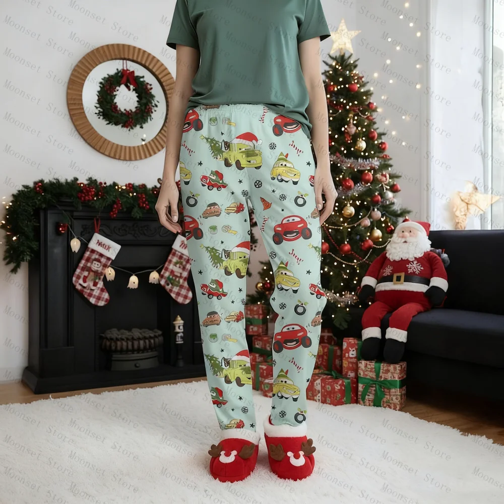 

Lightning Mcqueen Mater, рождественские пижамные штаны с автомобилем, праздничные штаны Санта-Клауса, весна, лето, осень, зима, молочные шелковые штаны для отдыха, одежда для сна