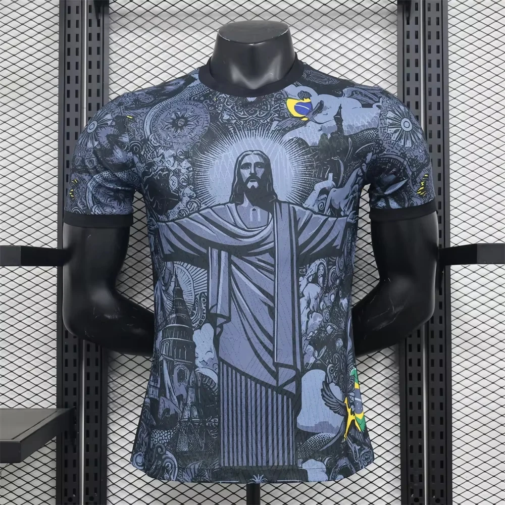 Brasilien Christ The Redeemer T-Shirt, Herren Damen 3D-Druck, schnell trocknende Sportbekleidung, kurzärmelig, lässiges Fußballtrikot, Top, Streetwear – Detail 4