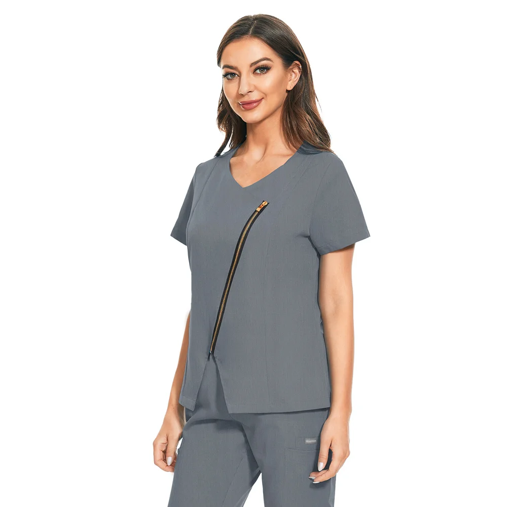 Scrubs Shirts for Women Hospital Beauty Salon Uniform Spa Workwear Scrub Tops Surgical Gown V-neck Joggers Tops Wholesale Price