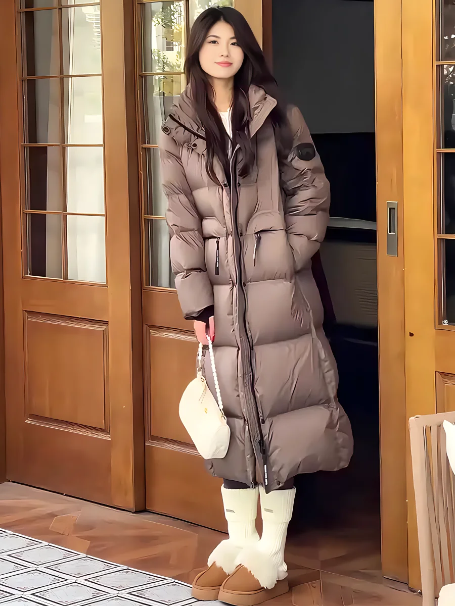 Faionable Casual High-End Bianco Du down Puffer Jaet Cappotto invernale da donna alla moda con cappuccio lungo colletto alla coreana