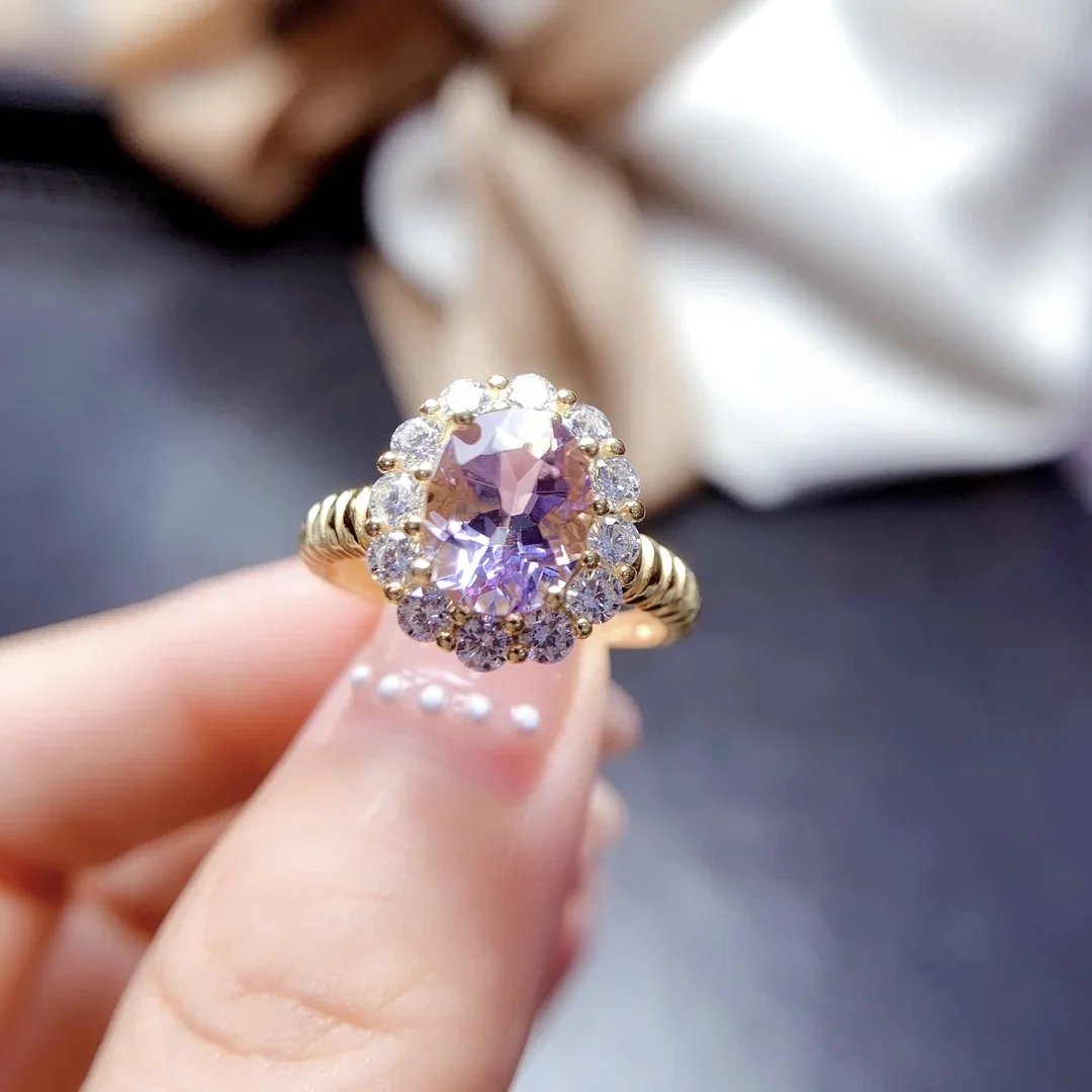 

Engagement Ring Sterling Silver 925 Natural amethyst Topaz Ring Ladies Luxury Jewelry Wedding Gift Boutique Free Shipping