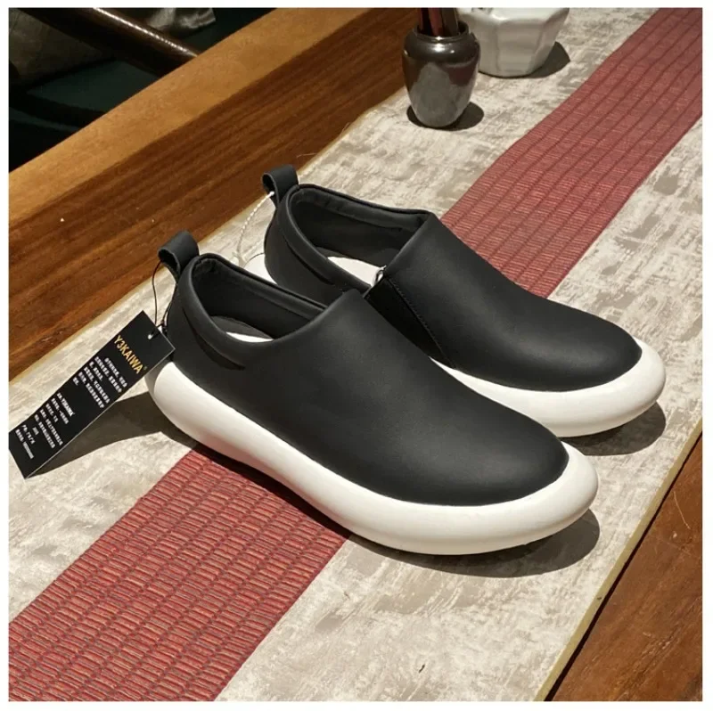 Luxury Men Casual Shoes Genuine Leather Thick Sole Couple Slip-On Loafers Platform Flats Women Sneakers Mocasines