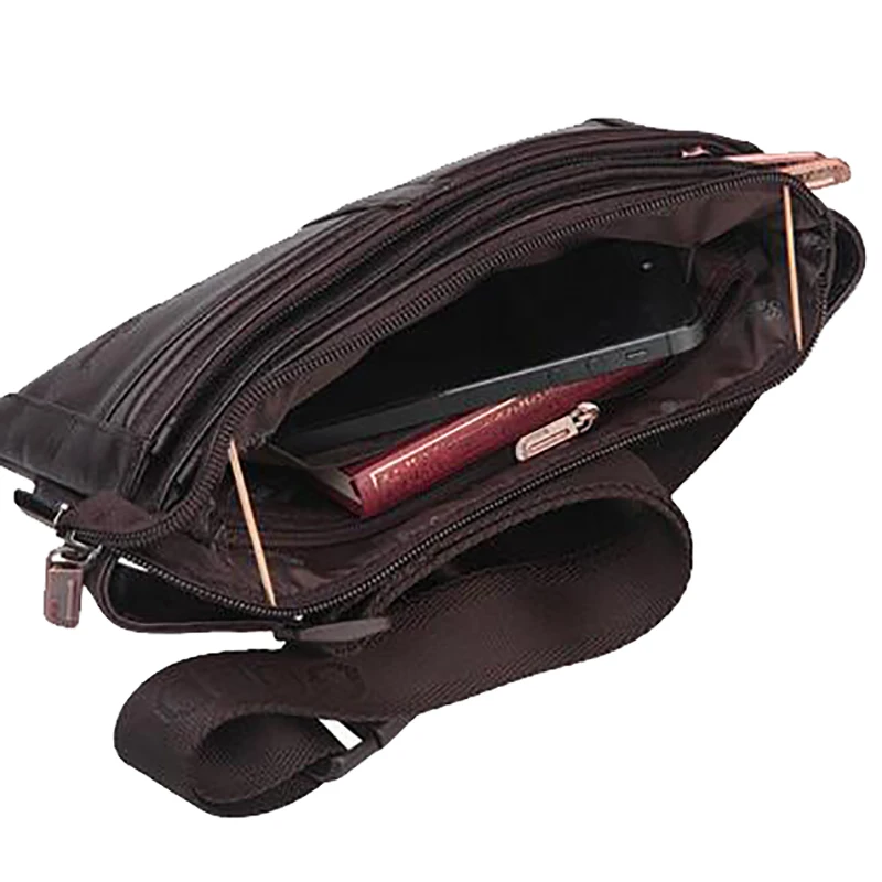 Pacote de Peito Mensageiro de Ombro Único para Homens, 100% Couro Genuíno, Sacos Crossbody, Cinto de Motocicleta Rider, Marca Famosa