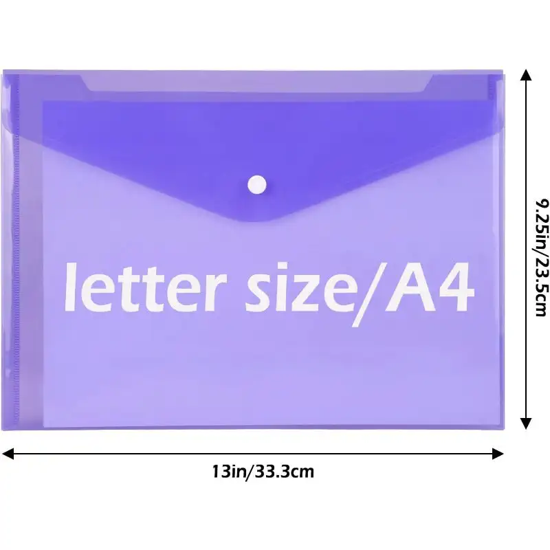 28 pack Folders for Documents, Plastic Envelopes with Snap Closure, Poly Folders, 8 Colors, A4 Letter Size