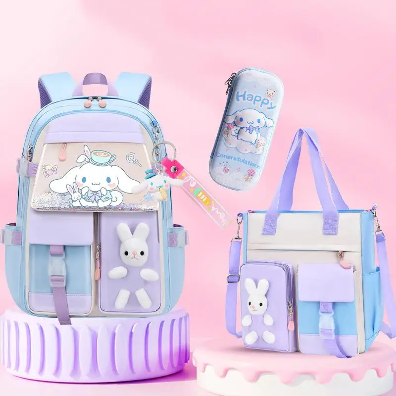 

Детский рюкзак Kuromi с героями мультфильмов Kawaii, новый школьный рюкзак SanrioS для снижения нагрузки и защиты позвоночника, школьный рюкзак для учащихся начальной школы