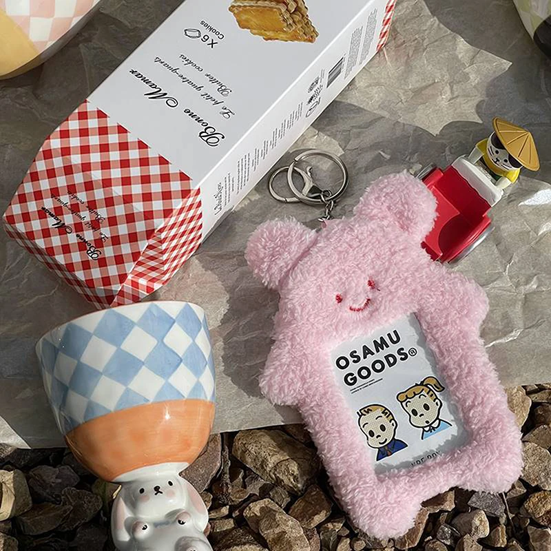 Мультяшный плюшевый держатель для фотокарт в Корейском стиле, держатель для автобусных карт, защитный чехол, чехол для карт, поп, фото, фото, чехол с брелоком