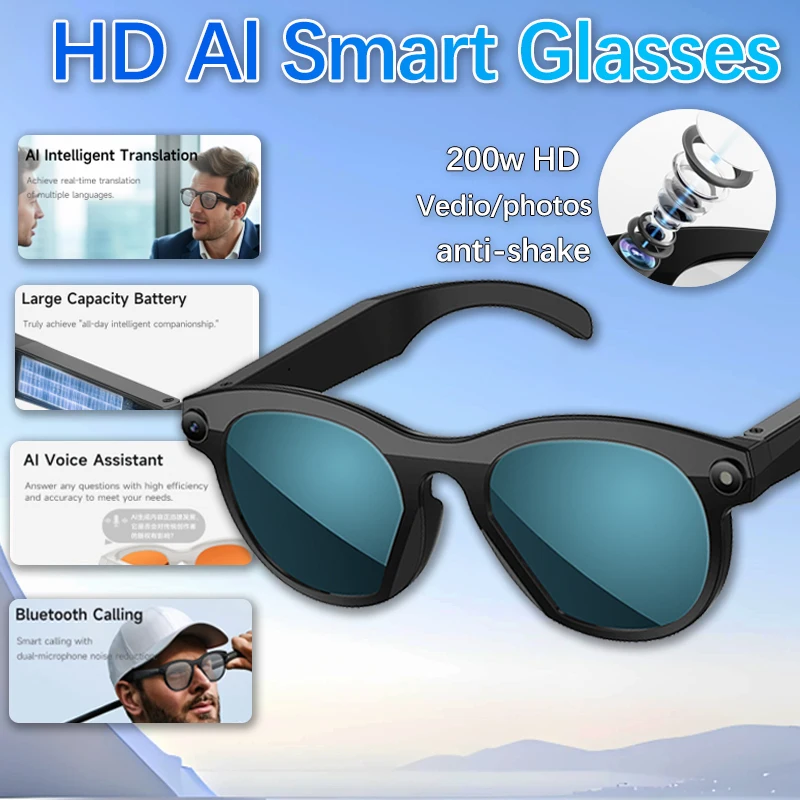 

Новые умные очки BT Call, функция перевода голоса с искусственным интеллектом в реальном времени, спорт на открытом воздухе, интеллектуальные модные очки-фонарики