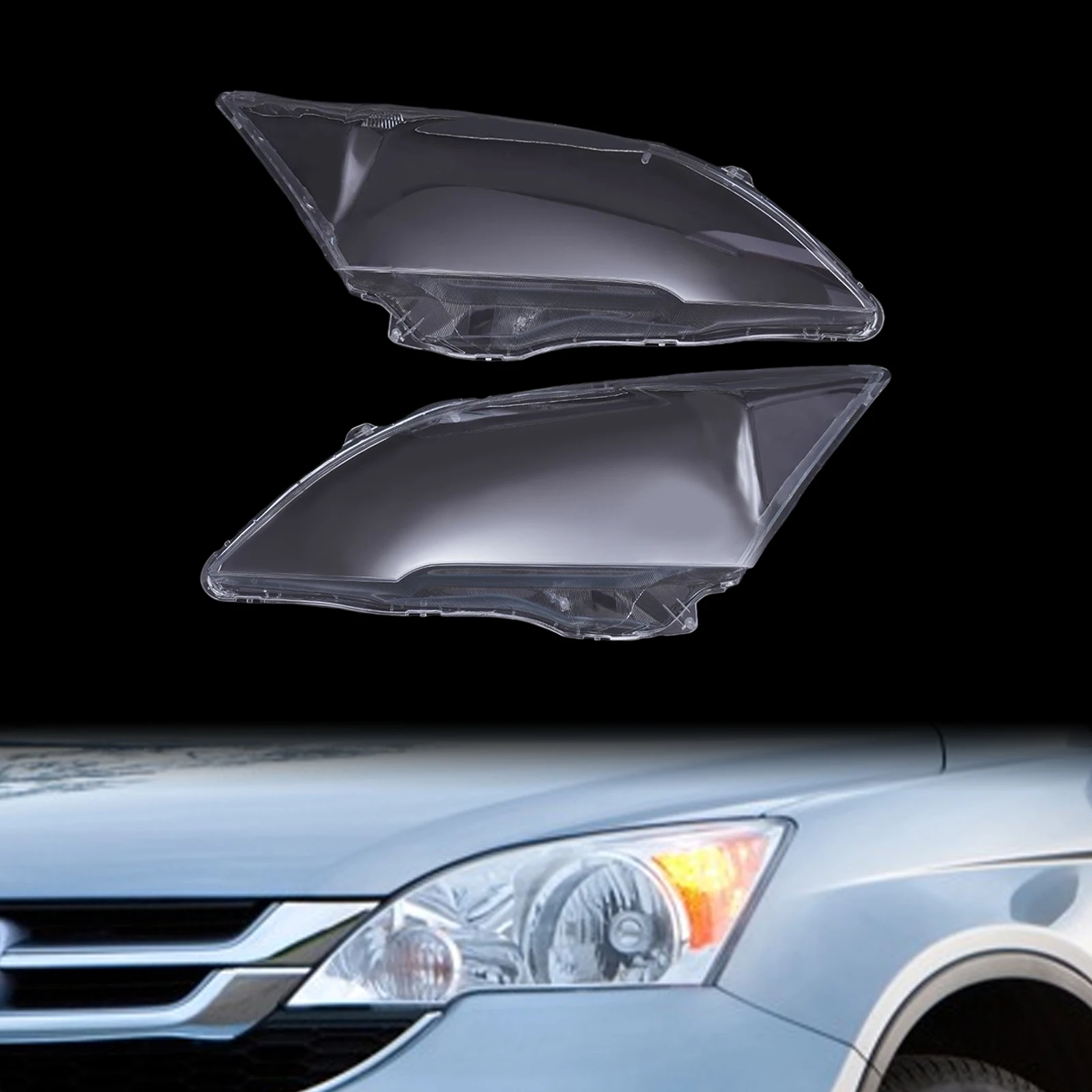 Pair Left Right Headlight Cover Headlamp Lens Shell for 2007 2008 2009 2010 2011 Honda CRV