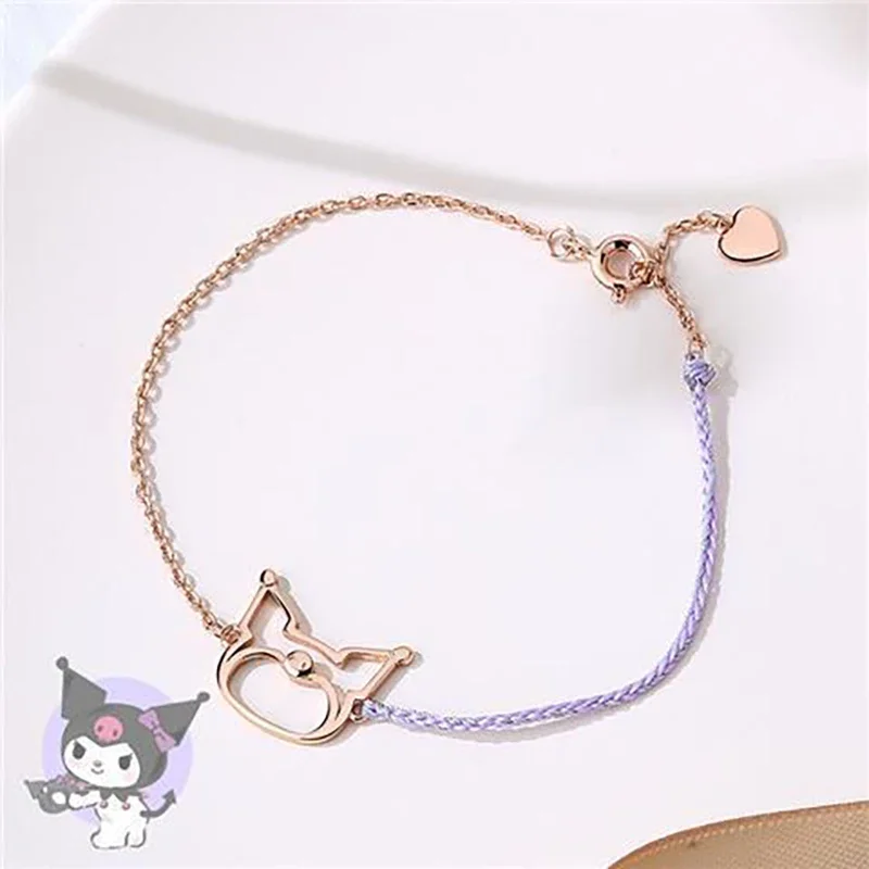 Miniso Cute Sanrio Bracelets Accessories Kawaii Cartoon Anime Braided Lucky Bracelet Girlfriends Couple Toys for Girls Gift