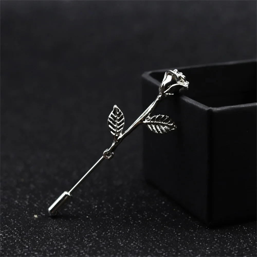 Men New Fashion Rose Flower Metal Brooch Pin Blazer Suit Lapel Wedding Party Boutonniere Charm Brooch Jewelry Clothes Accessory