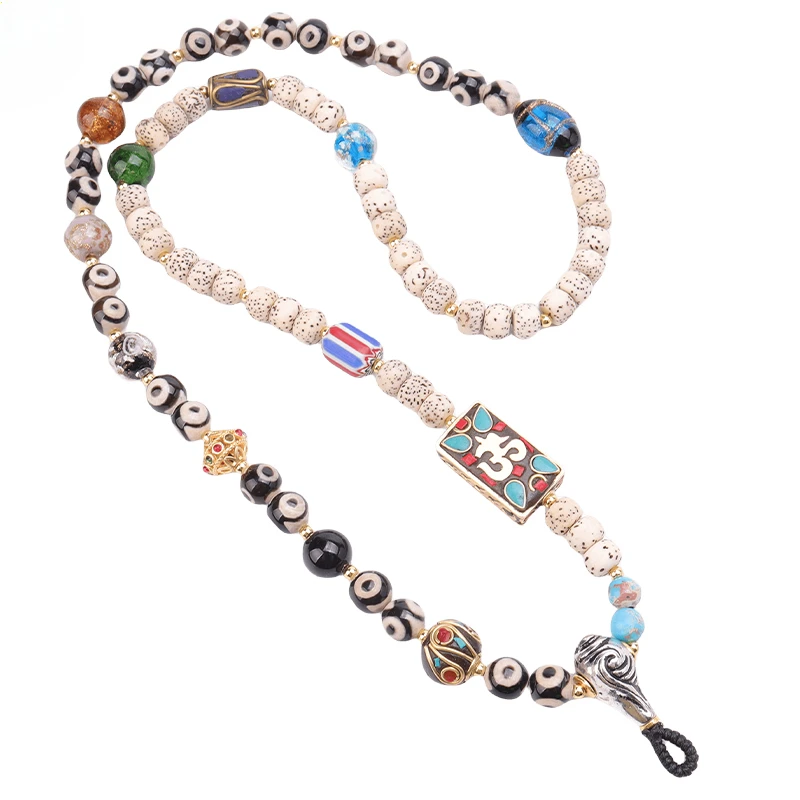 

Y Buddha Brand Chain Tangka Cultural Pendant Rope Necklace Glass Tibetan Nepalese Tianzhu Star Moon Bodhi