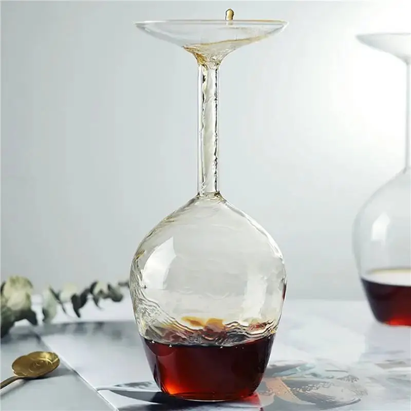AFOURT-14 Fl Oz Upside-Down Cocktailglas Upside-Down Martini-Glas Weinglas Einzigartiges Spaßiges Upside-Down Weinglas Invertiert 6 Stück – Detail 6