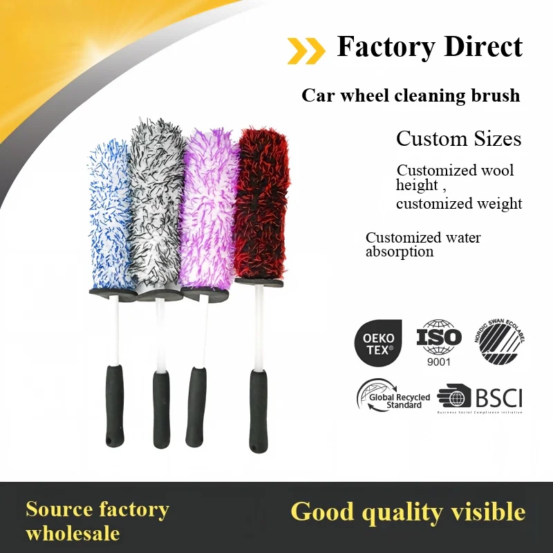 Brosse de nettoyage multifonctionnelle pour jantes de voiture, en tissu torsadé à fibres ultrafines, pour la décontamination des roues de voiture.