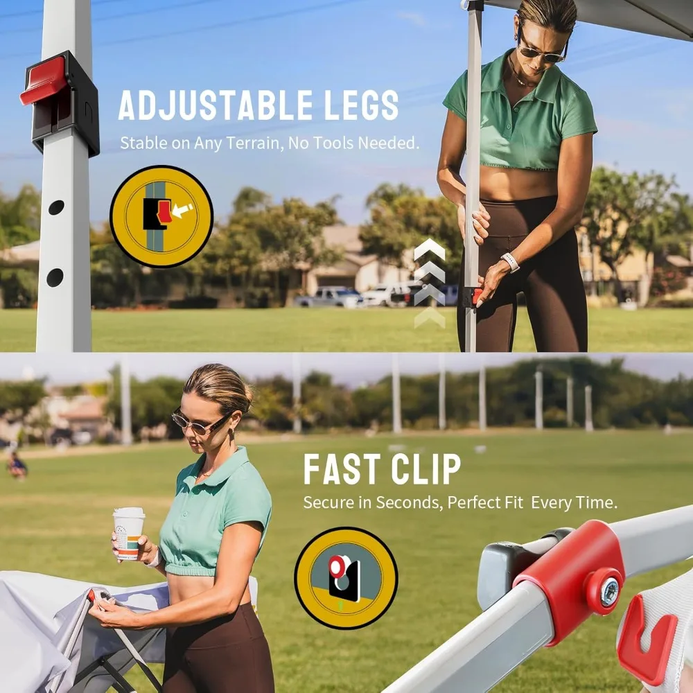 

10x10 Pop Up Canopy, Patented Center Lock One Push Tent Canopy, Newly Designed Storage Bag, 8 Stakes, 4 Ropes, Customized