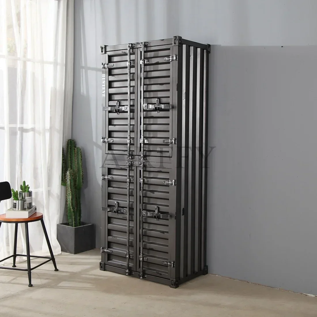 Industrial Style Container Shaped Metal Locker Cabinet for Living Room Home Office