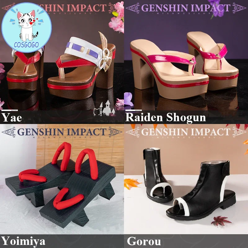 

COSGOGO! Genshin Impact Yae Raiden Shogun Yoimiya Gorou Cosplay Shoes Carnival Party Role Play Accessories Props High Heels Geta