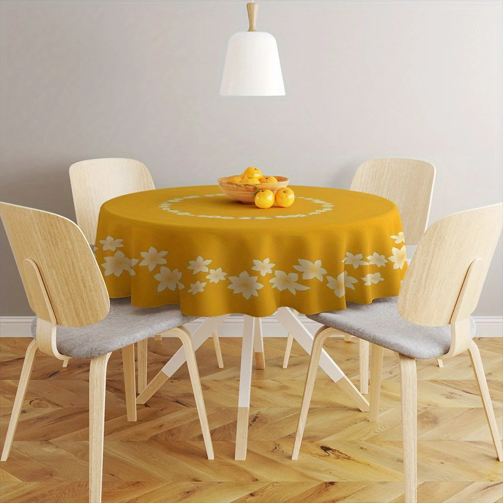 1pc New Style Simple Printed Round Tablecloth, Suitable for Use in Spring and Summer. Decorative. Lock-edge Craft.zyc