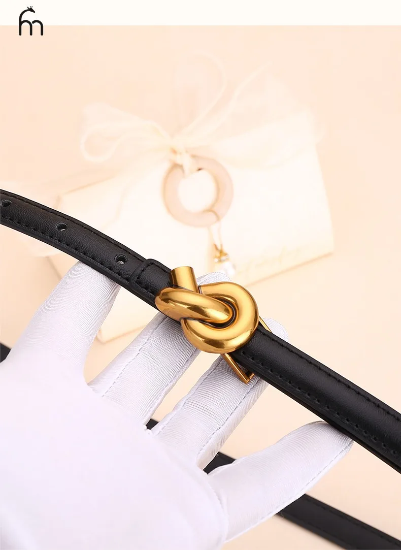 Echtleder-Knotengürtel für Damen, modischer Gürtel mit Schnalle, Kleider- und Jeansgürtel – Detail 12