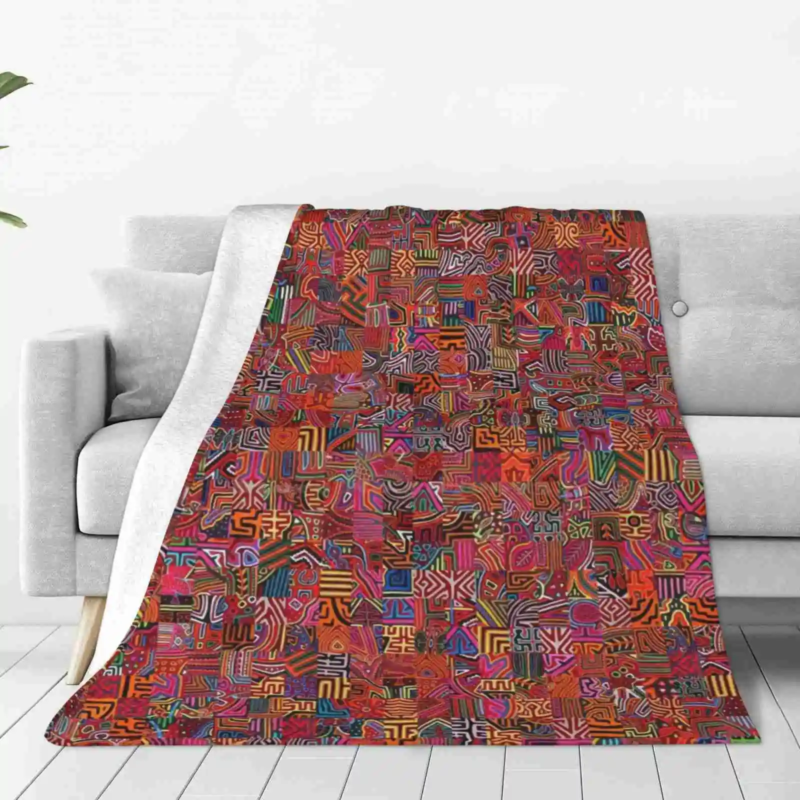 Molas Hot Sale Printing High Qiality Warm Flannel Blanket Mola Panama Kuna