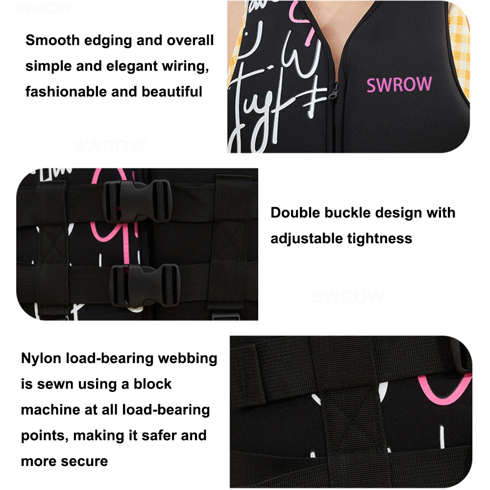 Life Jacket Neoprene Buoyancy Swimming Drifiting Boating Kayaking Vest for Adult Youth Men Women Water Sports Kayak Life Vest