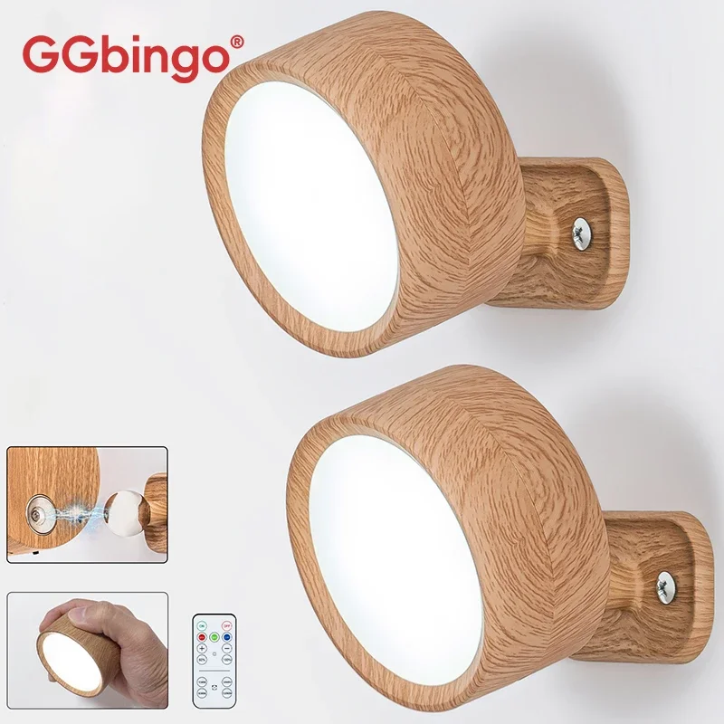 GGbingo Wall Sconce Lights LED Magnetic Dimmable Wall Mounted Lights with Remote 360° Rotation Wall Mount Lamp