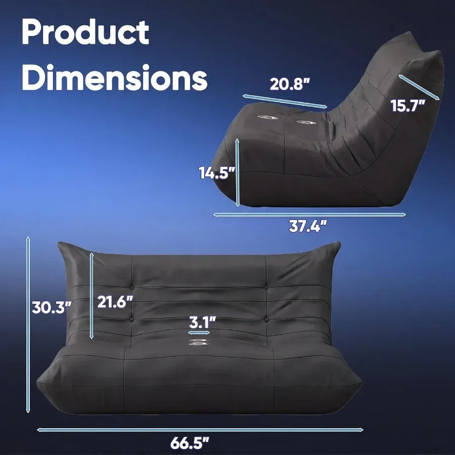 Video Gaming Chair for home office use, PU leather in black, ergonomic support and cup holders