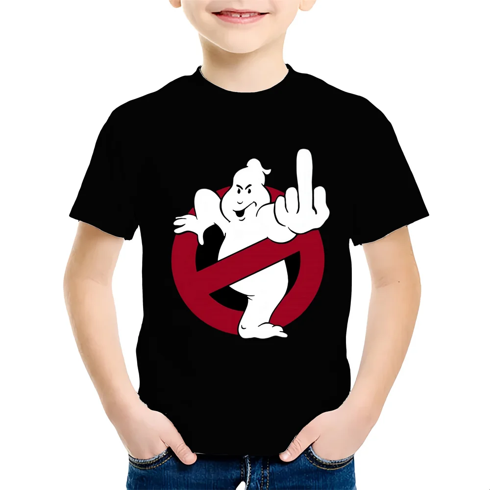 Summer Boys/Girls Cartoon Cotton Fun Ghostbusters Games Printed Short Sleeve Kids T-shirt Cute Kawaii 2024 New Short Sleeve