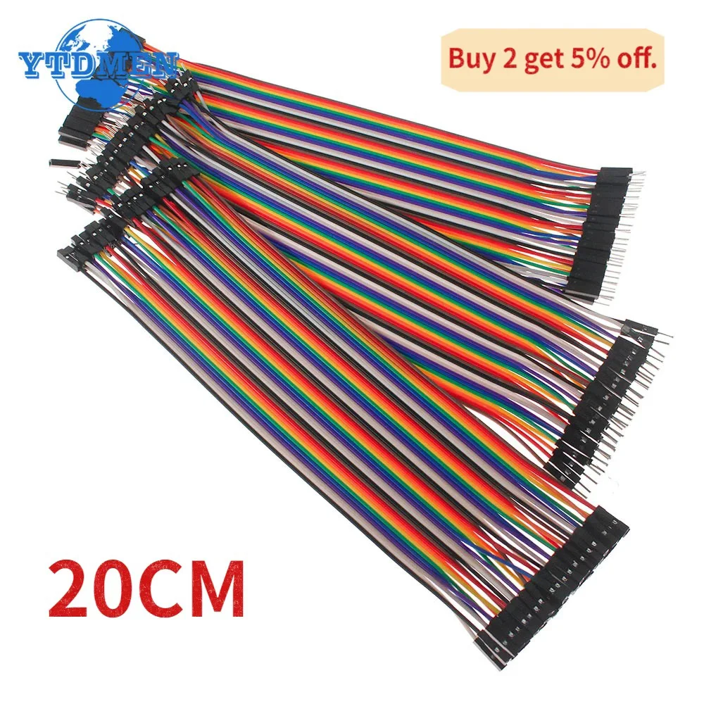 20-40szt 20CM Dupont Przewód męski na męski + żeński na żeński i męski na żeński Kabel DIY Elektroniczny przewód płytki prototypowej Przewód połączeniowy