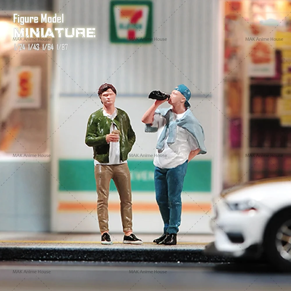 미니어처 1/87 1/64 1/43 1/24 커피 음료를 마시는 유행 소년 그림 인형 페인트 모델 장면 장식 장난감