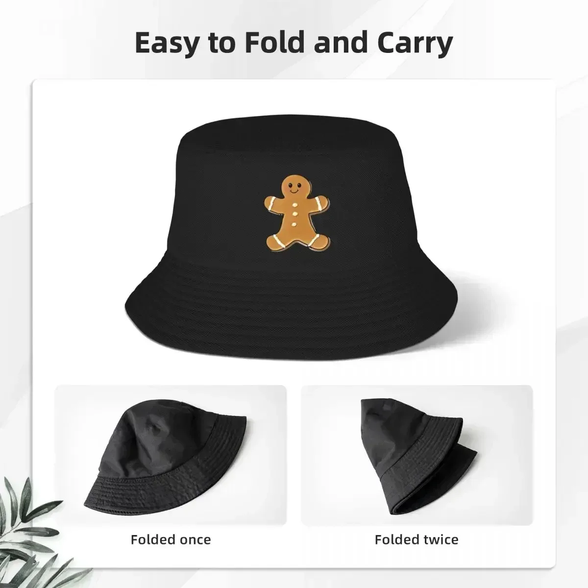 2026 Happy Little Gingerbread Man Bucket Hats Panama For Man Woman Bob Hats Reversible Fisherman Hats Summer Beach Fishing Unise