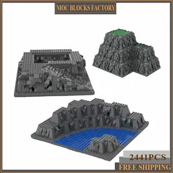 Moc Building Block Castle With River 3D Base Bottom Plate Model Replace Version Technology Bricks DIY Street View Children Toy