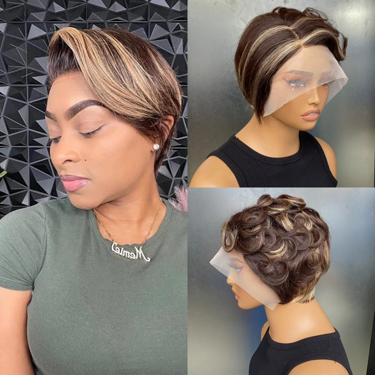 

Human Hair Pixie Wig Short Pixie Cut Wig 13x4x1 T Lace Human Hair Wig Short Wig 6inch Pixie Wig