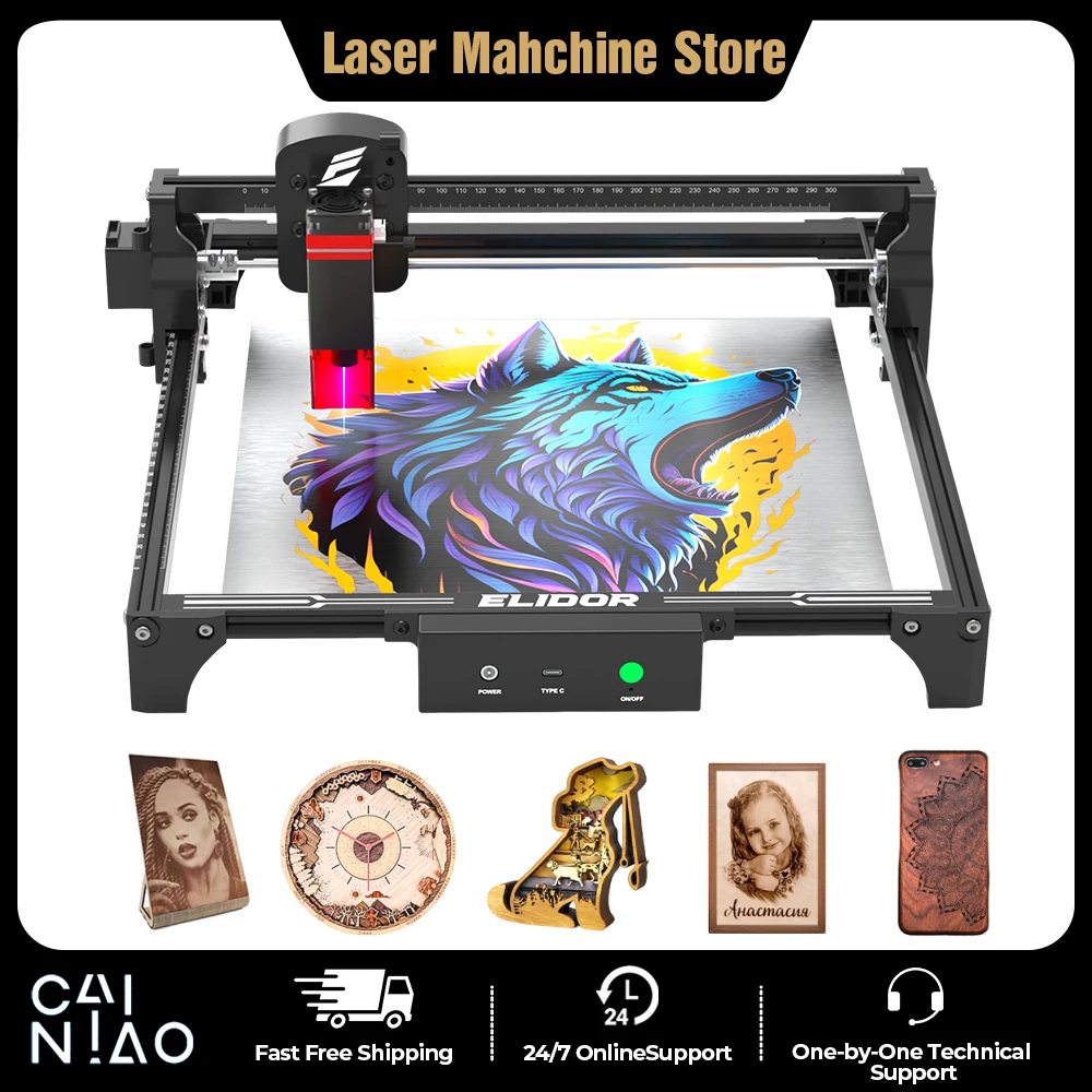 

ELIDOR Z6 6/12w Laser Power CNC Engraving Machine 300x300mm Engraving Area 0.01mm Accuracy For Wood Plywood Acrylic DIY Handmade