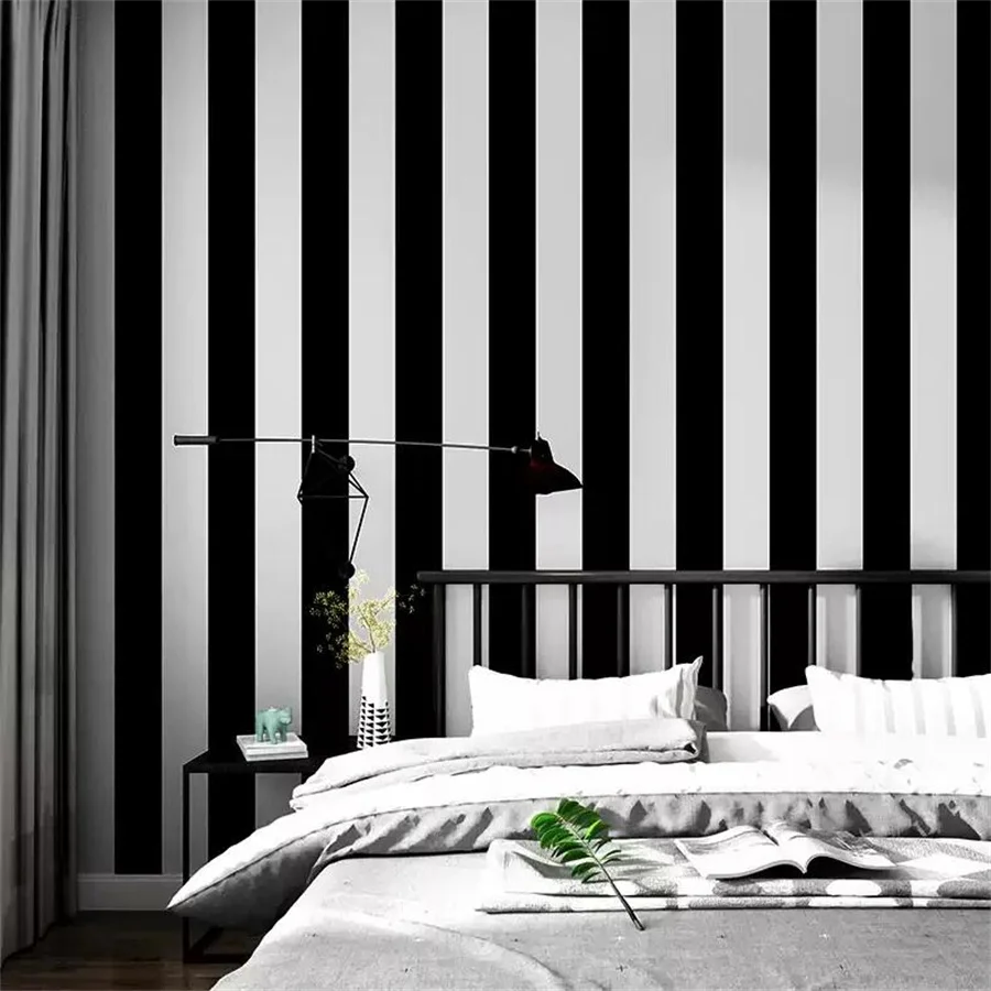 ورق حائط مخطط عمودي باللونين الأبيض والأسود، شبكة مربعة، خطوط نمط هندسي، غرفة النوم، غرفة المعيشة، خلفية التلفزيون #3