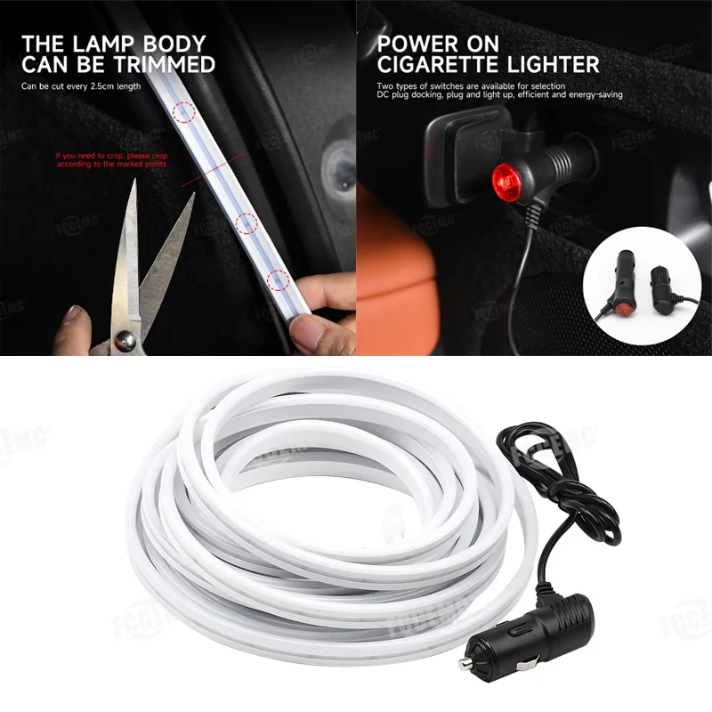 Universal Car trunk light 12V Car LED Luggage Compartment Lighting 5M Can be cut waterproof Sensor Light Bar Auto Accessories