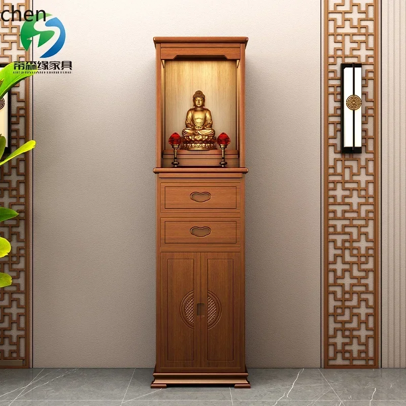 DSA Buddhist niche new Chinese vertical cabinet Buddhist cabinet modern light luxury incense case table with door altar cabinet