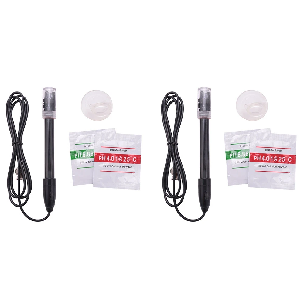 A84E-2Pcs Ph-201 Black Laboratory Electrode Electrode Sensor Connector Probe Ph Composite Electrode