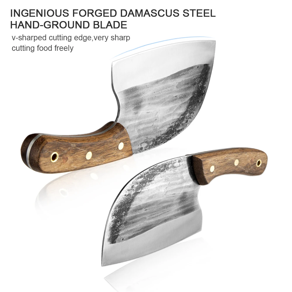 Hand-Forged Full Tang Meat Cleaver - Ultra Sharp Asian Chef Knife for Meat, Fish & Vegetables Wide Blade Kitchen Knife - view 3