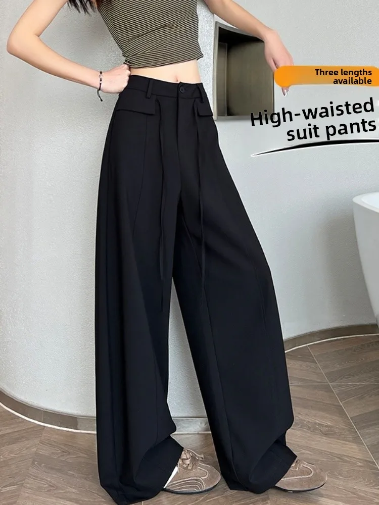 

Black Suit Wide Leg Pants Women's High Waist Straight Casual Pants Spring Summer 2026 New Style Long Pants Korean Style Commute